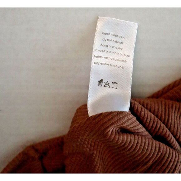 Naked Wardrobe NW-J1183 Women's Sz M Coco Brown One-Shoulder Ribbed Romper - Picture 5 of 11